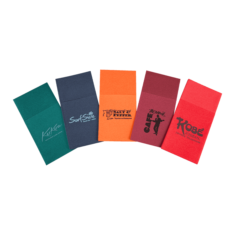 40x40 Anpassad logotyp Prefolded Servetter Färgade Airlaid Servetter för bestick SJ2202