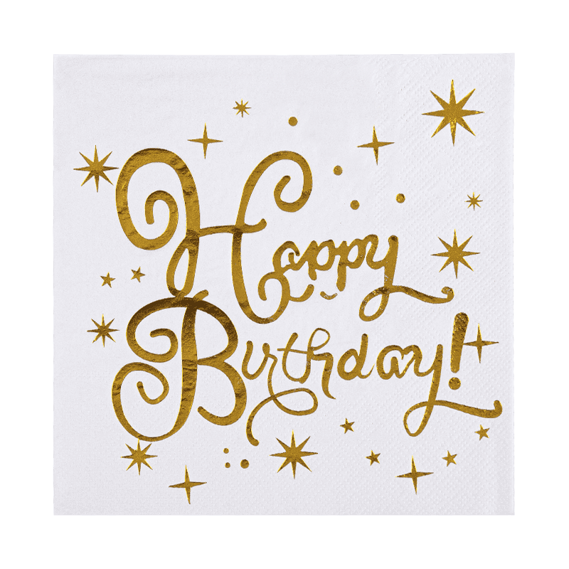 33x33 Grattis på födelsedagen cocktail servetter 3ply papper servetter med varm stampning SJ3301