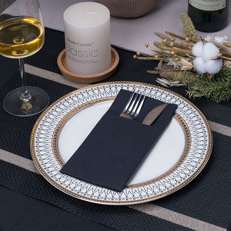 Black Pocket Airlaid Servetter med hög absorptionsförmåga Black Pocket Airlaid Servetter med hög absorptionsförmåga